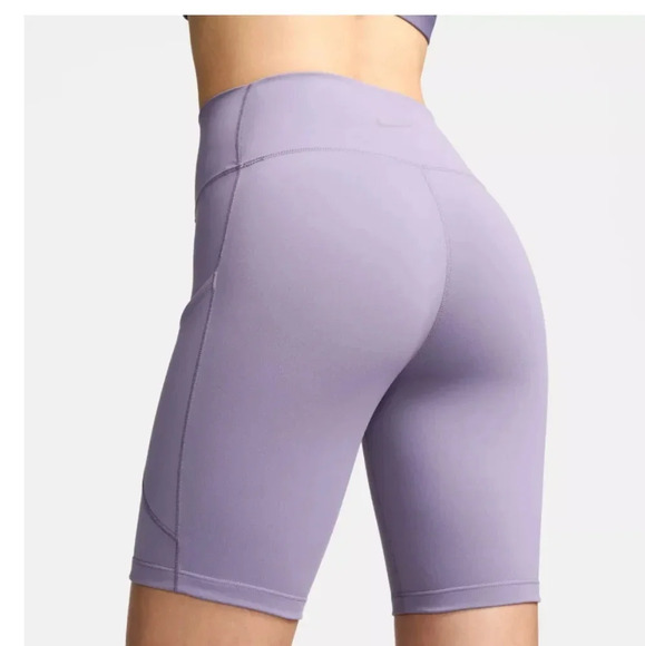 NWT Women's Nike One High Waisted 8" Bike Shorts With Pockets Purple - Picture 6 of 9